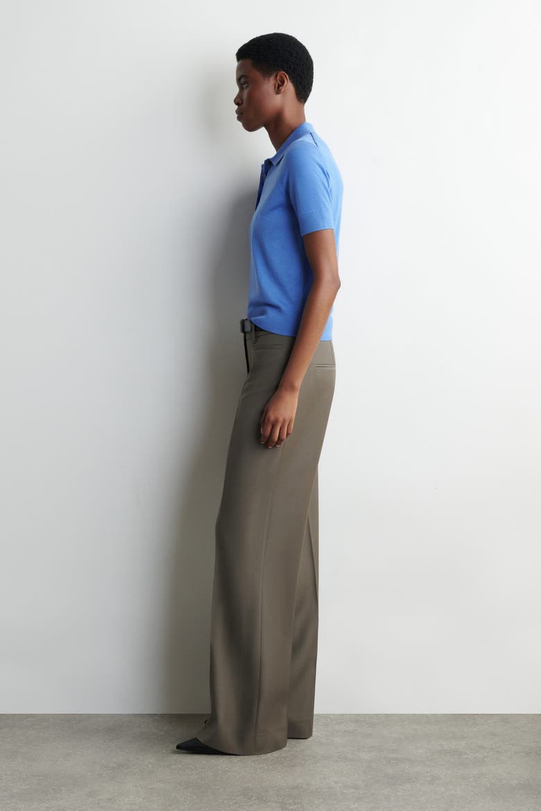 Shrunken Wool-Blend Polo Shirt, Alternate, color, BLUE