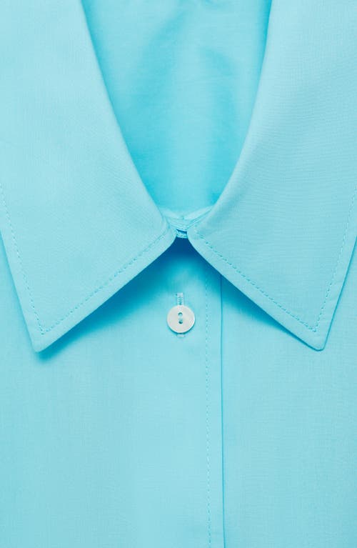 Shop Mango Oversize Poplin Button-up Shirt In Blue