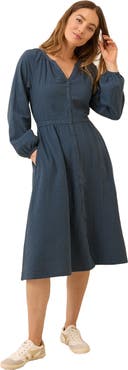 Pact Organic Cotton Coastal Double Gauze Poet Sleeve Dress