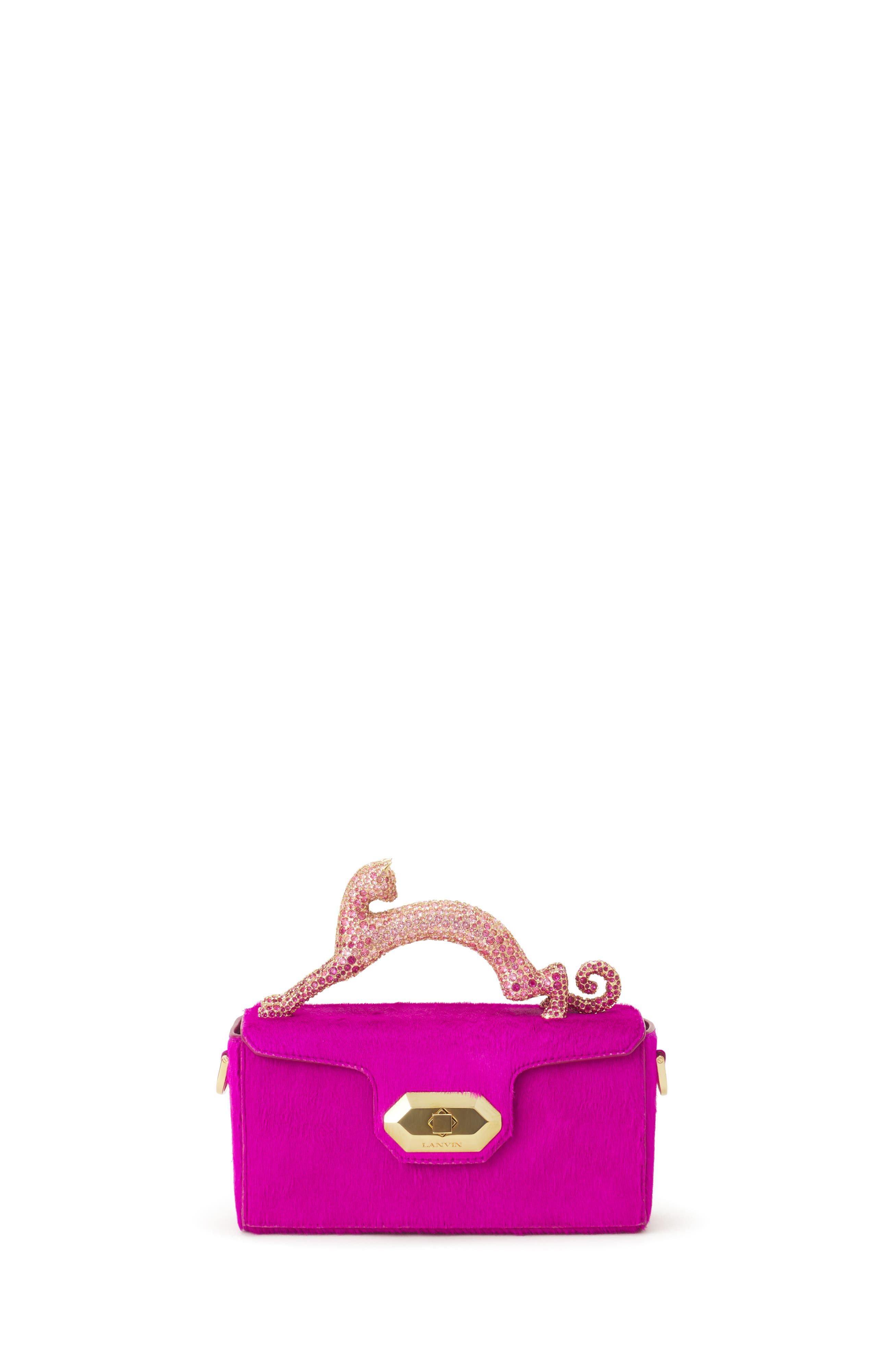 Pencil Cat Nano Bag In Pony And Rhinestones, Main, color, Bright Pink