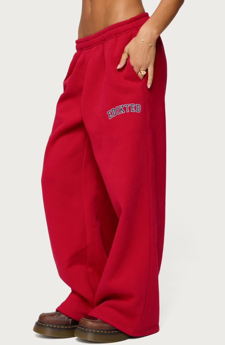 EDIKTED Major Wide Leg Sweatpants, Alternate, color, Red
