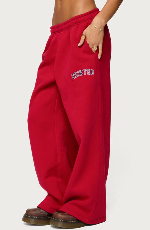 Edikted Major Wide Leg Sweatpants In Red