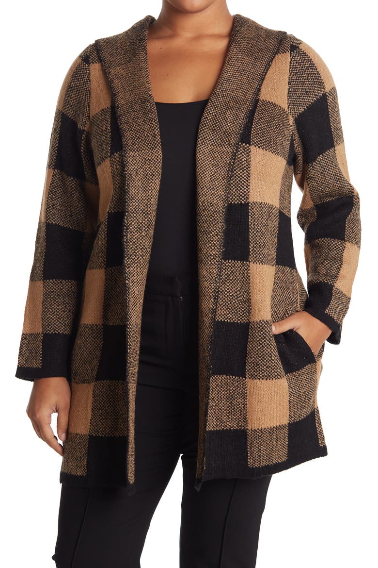 Apollo Long Sleeve Hoodie Cardigan, Main, color, BUFFALO BLACK/CAMEL