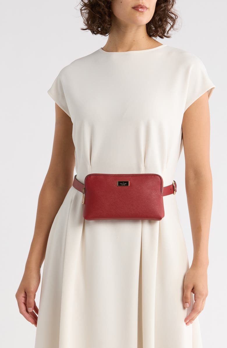 Kate Spade New York saffiano top zip belt bag, Alternate, color, Deep Lipstick