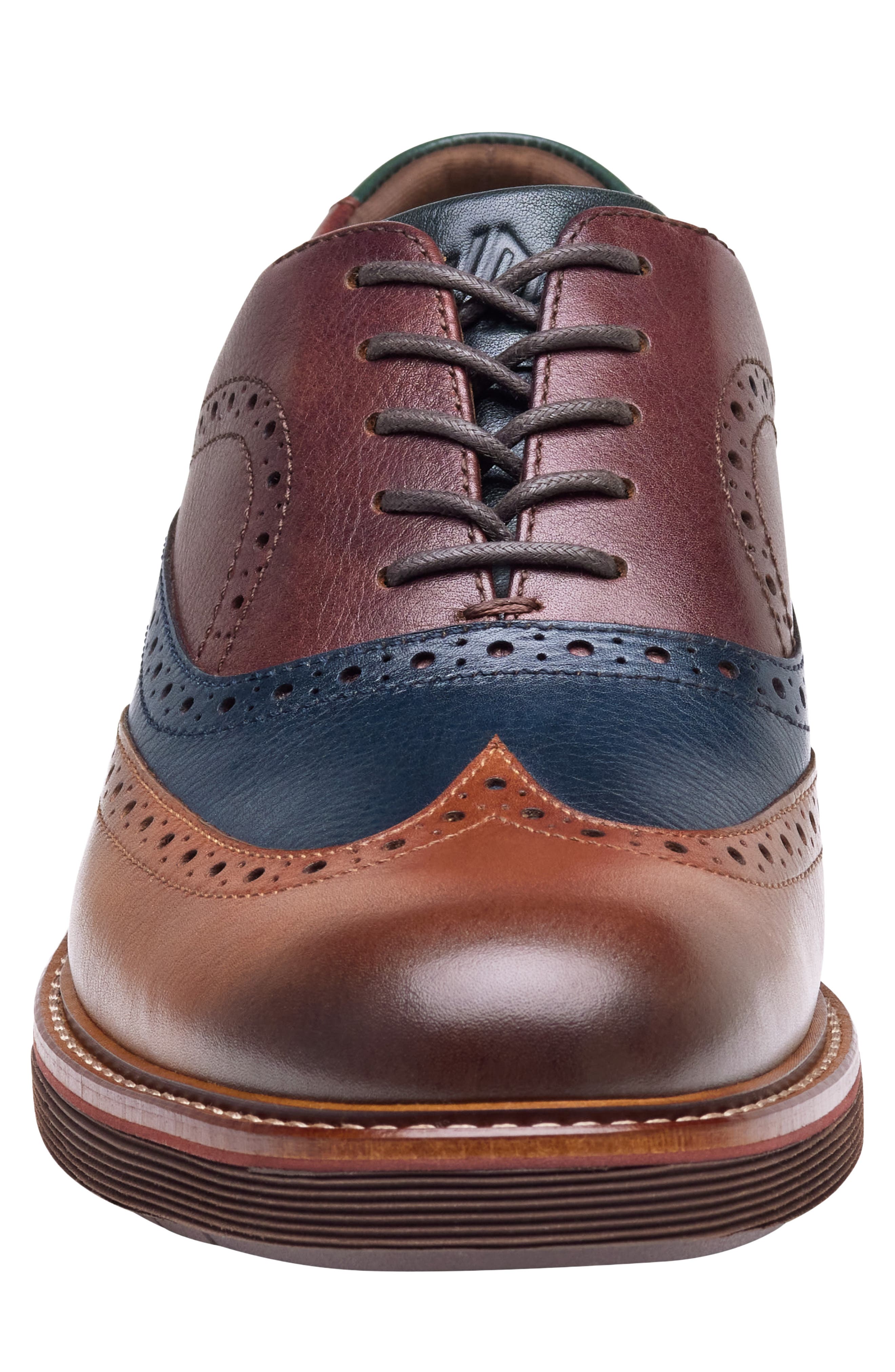 Tyson Wingtip Oxford, Alternate, color, TAN/ NAVY/ BURGUNDY