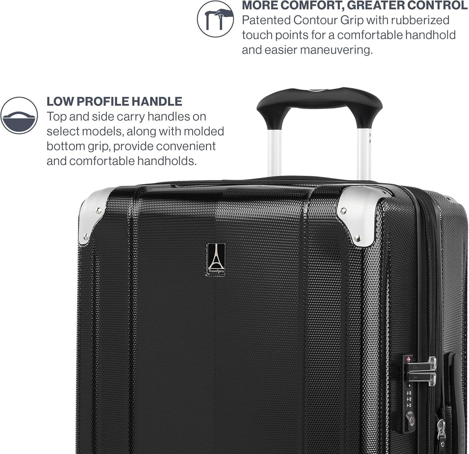 TRAVELPRO Pathways 3 Hardside Expandable 21" Carry On Spinner Luggage, Alternate, color, Black Knight