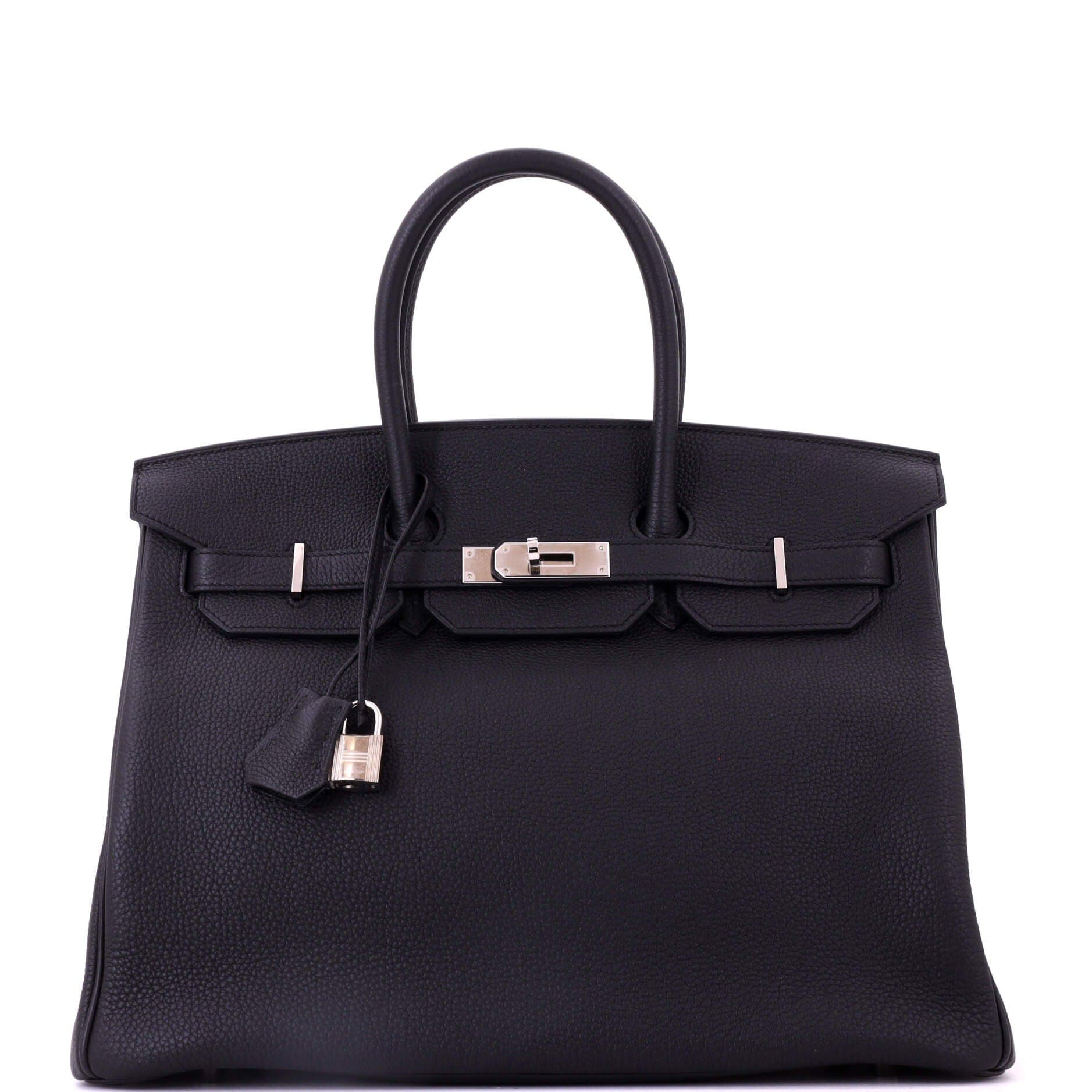 Pre-Owned Hermes Birkin Handbag Black Togo with Palladium Hardware 35, Main, color, Noir