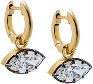 BY ADINA EDEN Lab Grown Diamond Marquise Encased Dangling Huggie Earring 14K