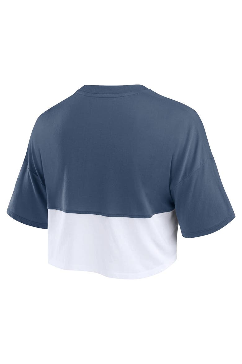Women's Fanatics Branded Navy/White Cal Bears Oversized Badge Colorblock Cropped T-Shirt, Alternate, color, Navy