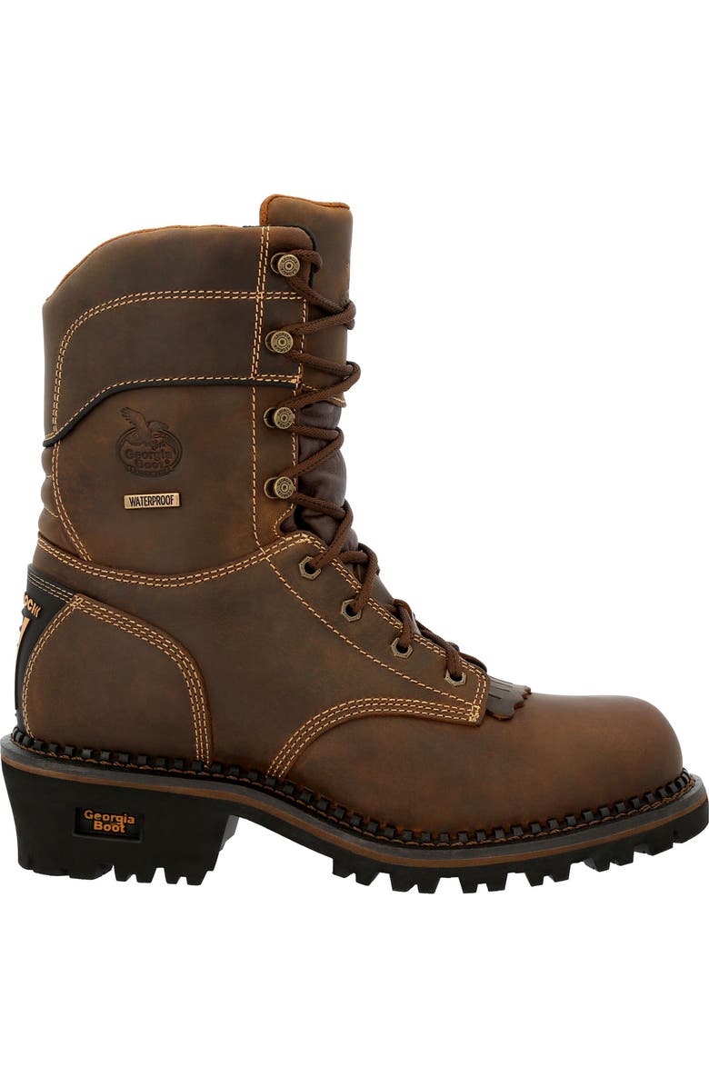 Georgia Boot Amp Lt Logger Composite Toe Insulated Waterproof Work Boot, Main, color, Brown