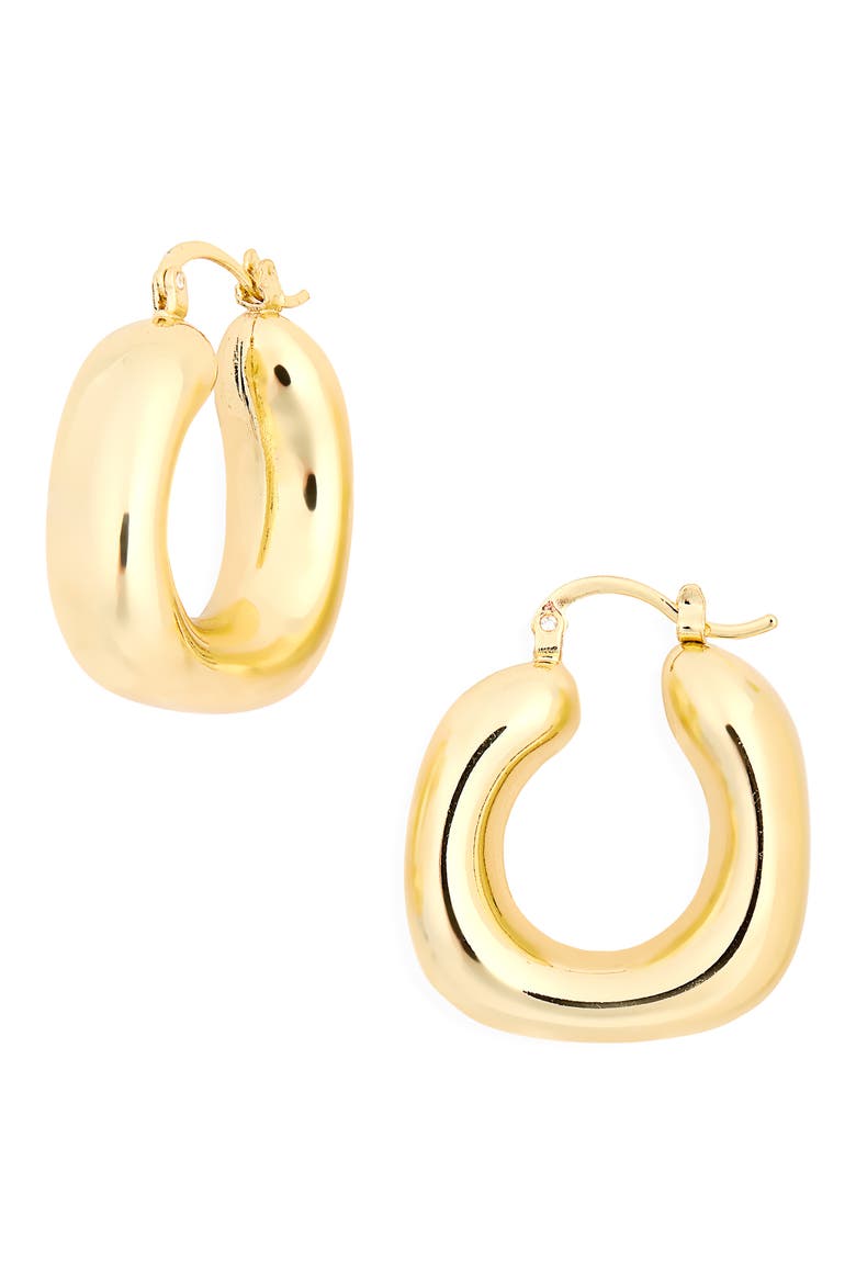 Rounded Square Hoop Earrings, Main, color, GOLD