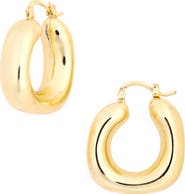 Argento Vivo Sterling Silver Rounded Square Hoop Earrings