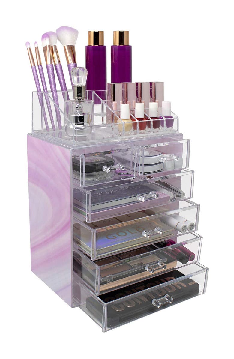 SORBUS Makeup and Jewelry Storage Case Display Set - Tie-Dye, Alternate, color, Tie Dye