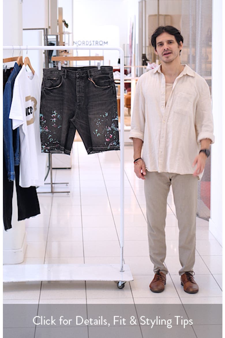 Embroidered Splatter Relaxed Denim Shorts video
