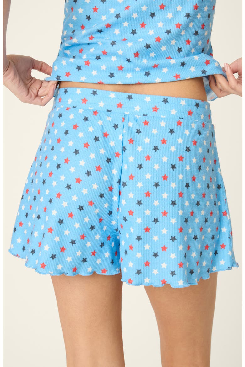 Star Spangled Waffle Knit Drawstring Shorts, Alternate, color, BAY BLUE
