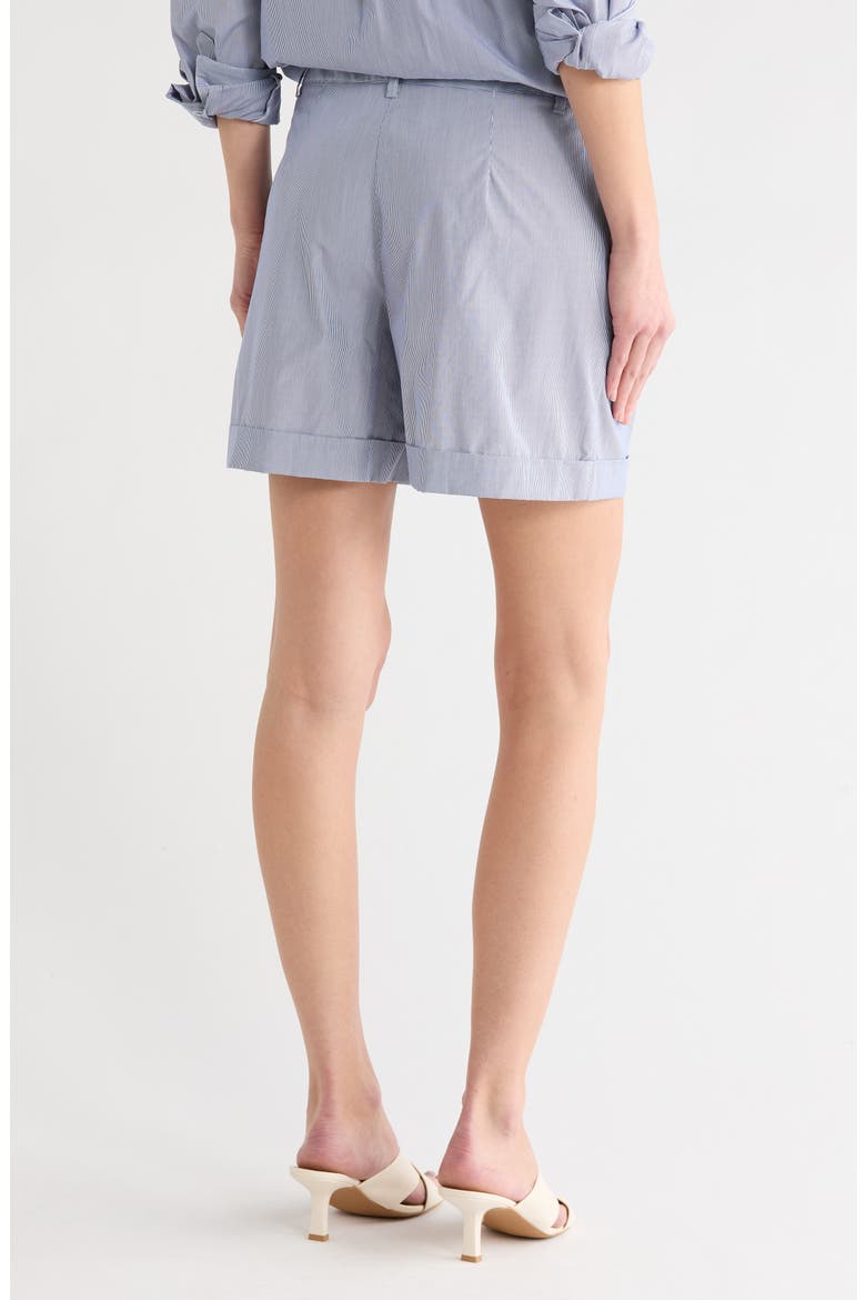 Cisco Pleated Front Cotton Shorts, Alternate, color, INDIGO / WHITE