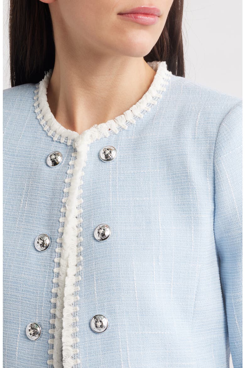 Bouclé Crop Jacket, Alternate, color, ICE BLUE