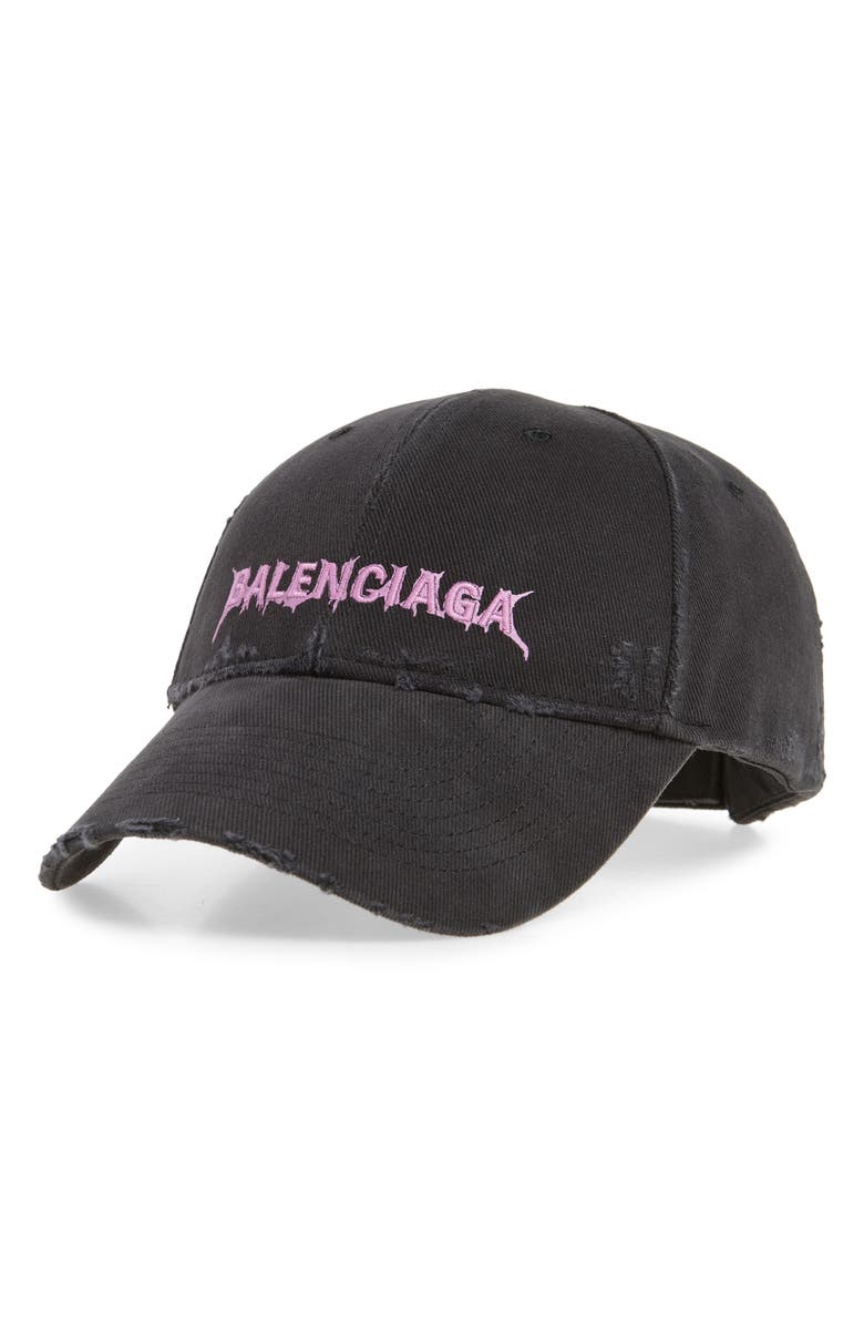Balenciaga Logo Embroidered Baseball Cap, Main, color, 1000 Black