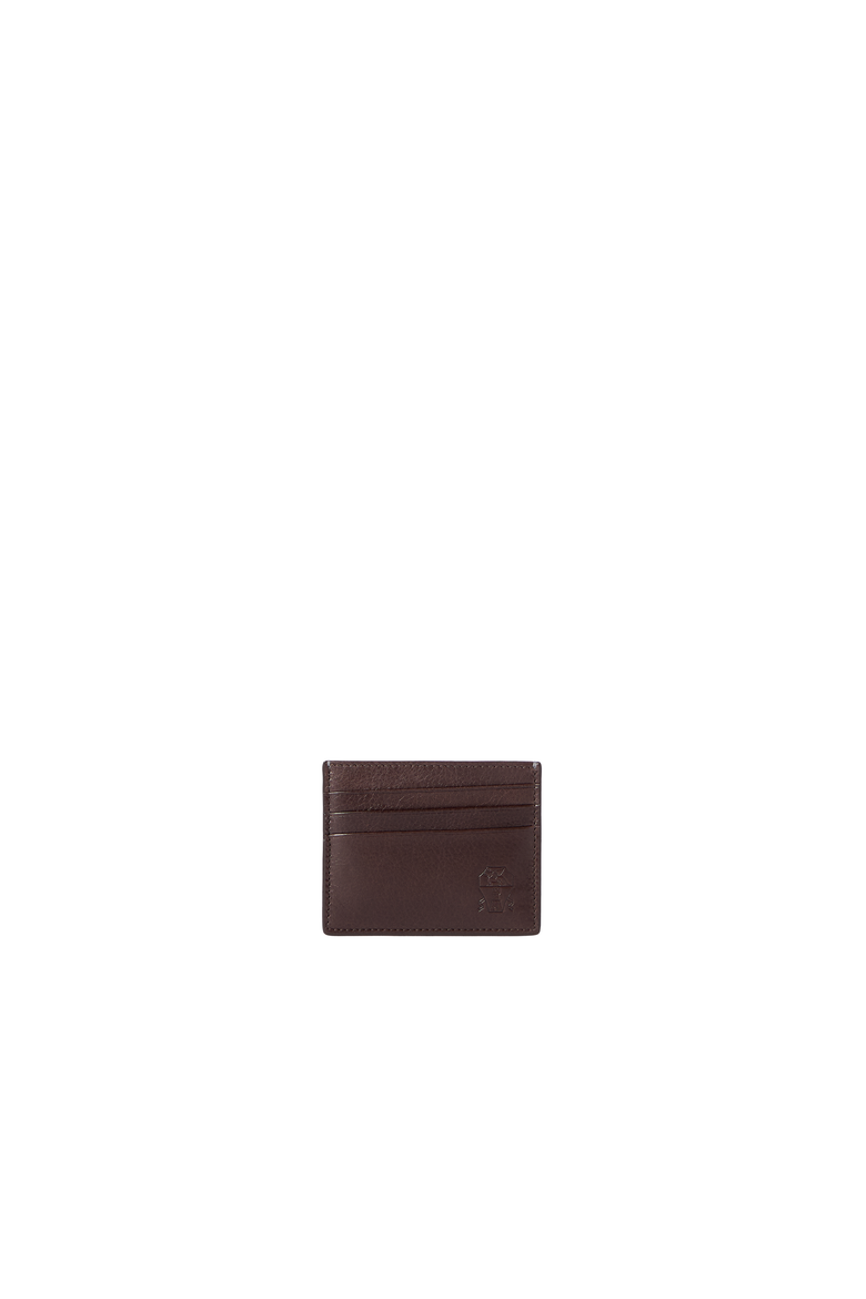 Brushed leather card holder, Alternate, color, Brown