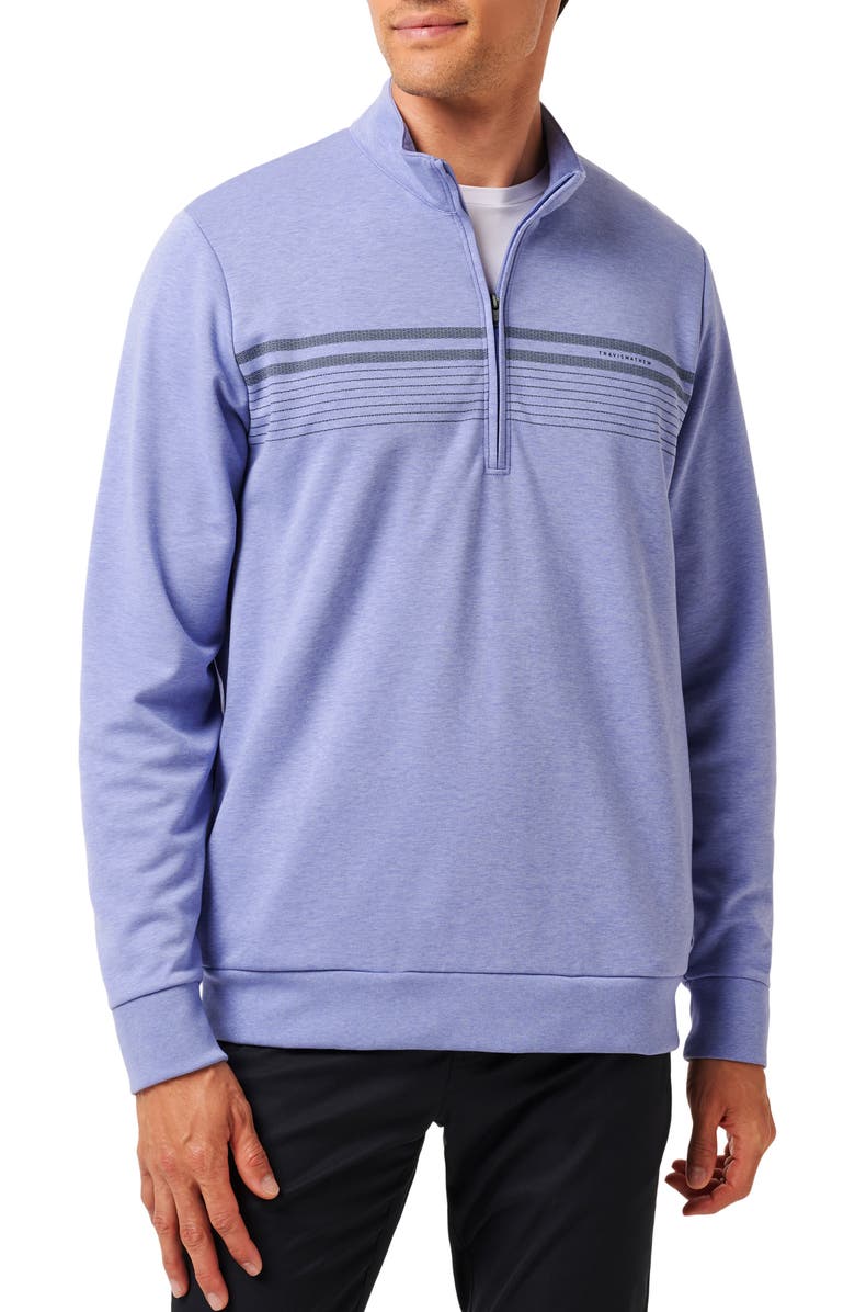 TravisMathew Moonlighter Half Zip Pullover, Main, color, Heather Violet Storm