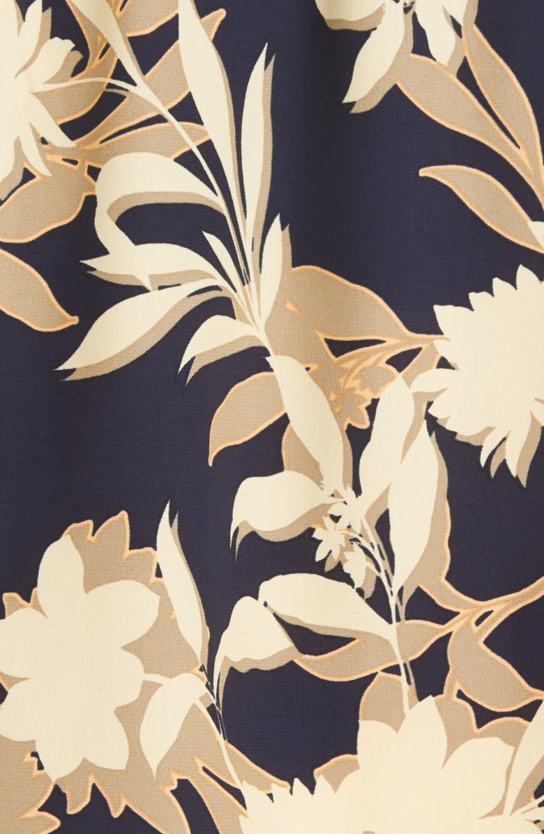 ST. JOHN Floral Print Tie Neck Silk Blend Blouse, Alternate, color, 