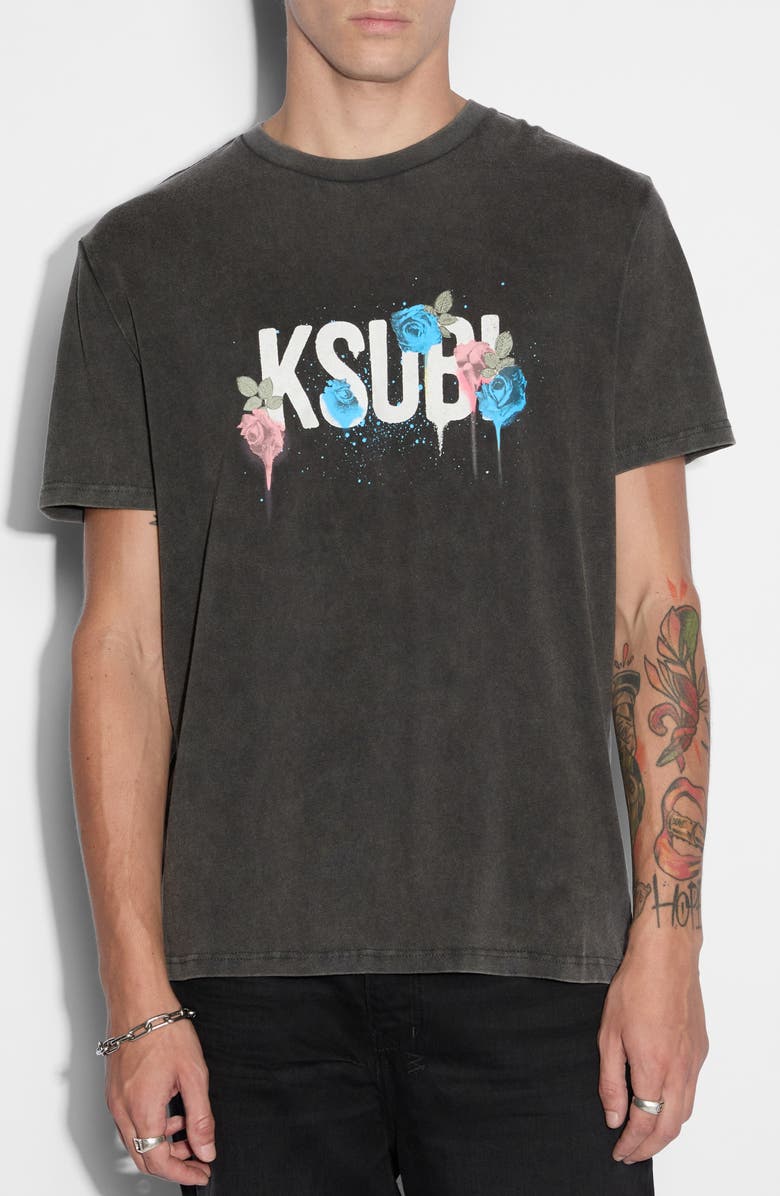 Ksubi Graff Rose Kash Floral Graphic T-Shirt, Main, color,