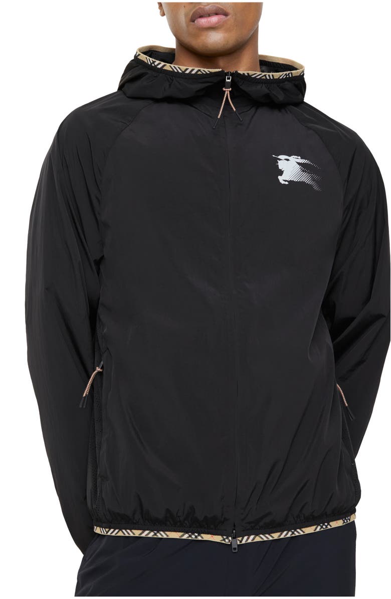 Burberry Nylon Hooded Jacket, Main, color, Black