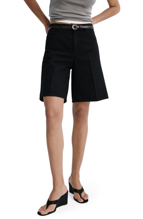 High Waist Mid Thigh Denim Shorts
