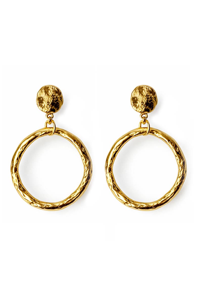Textured Circle Drop Earrings, Main, color, GOLD