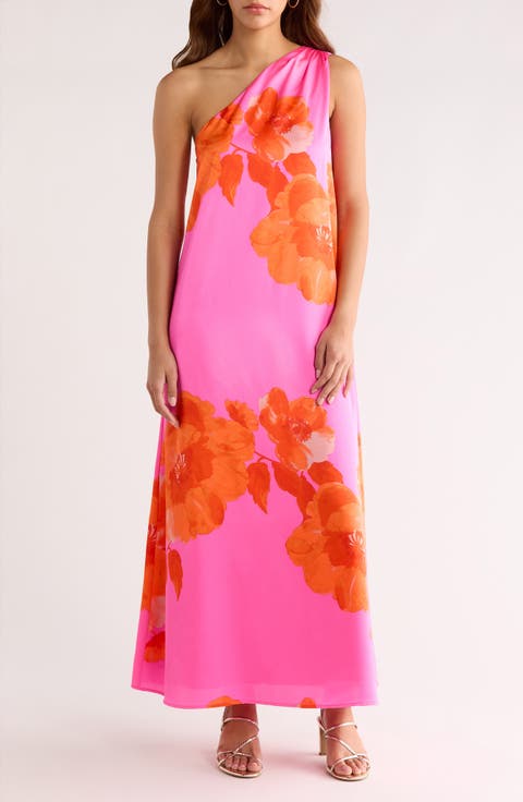 Glena Floral One-Shoulder Maxi Dress