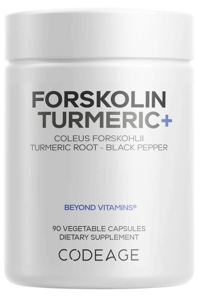 Forskolin Turmeric Supplement + Turmeric & Black Pepper, Main, color, White