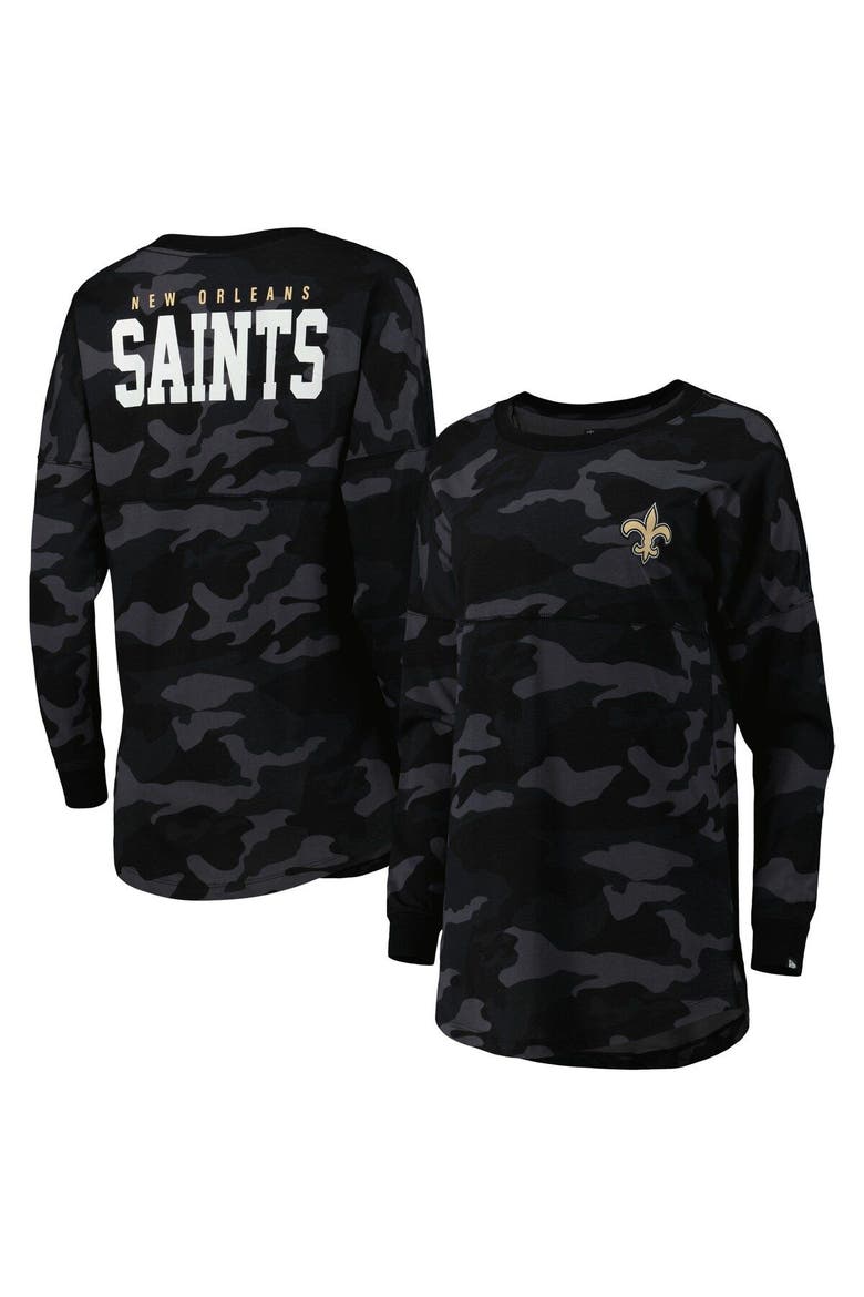 Women's New Era Black New Orleans Saints Camo Long Sleeve T-Shirt, Main, color, Black