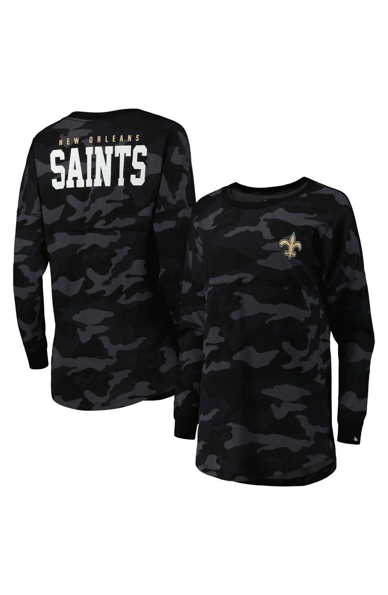New Era Women's New Era Black New Orleans Saints Camo Long Sleeve T-Shirt, Main, color, Black