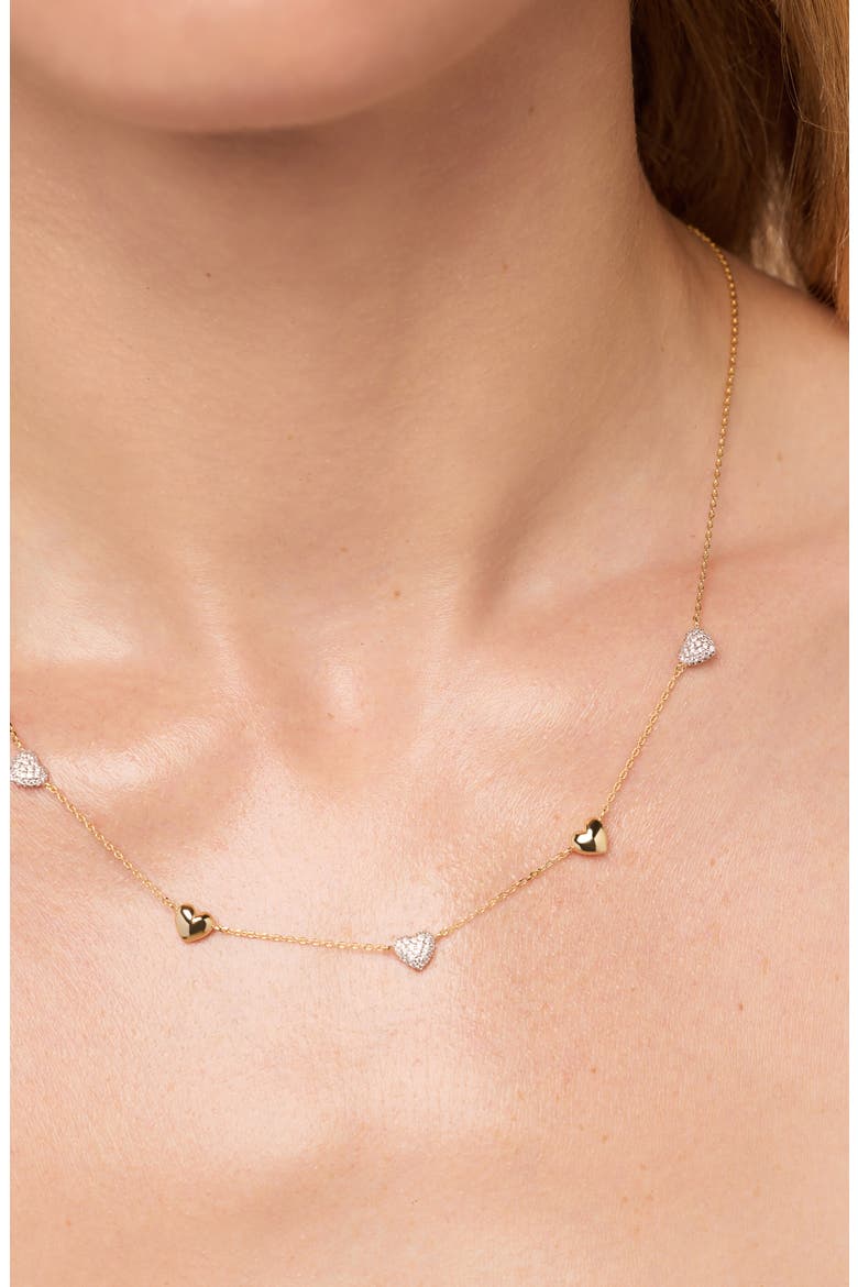 Lev Mini Pavé Station Necklace, Alternate, color, GOLD/CLEAR
