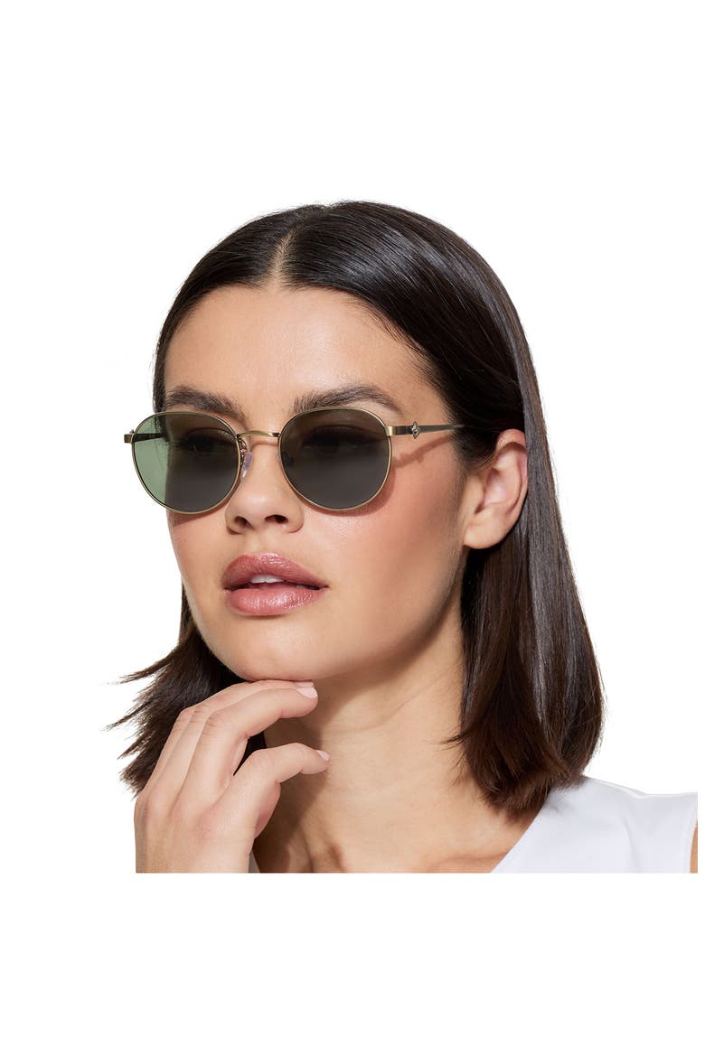 51mm Round Sunglasses, Alternate, color, BRASS/ GREEN