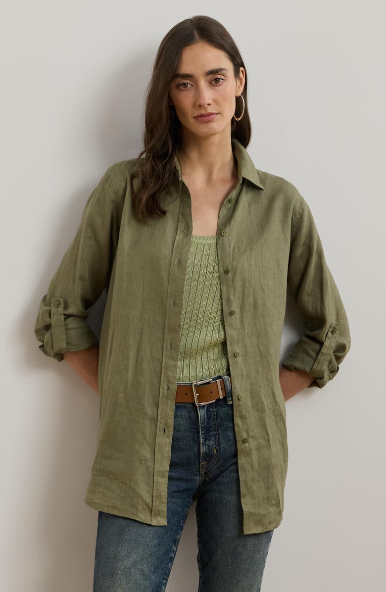 Lauren Ralph Lauren Relaxed Fit Linen Shirt, Alternate, color, 