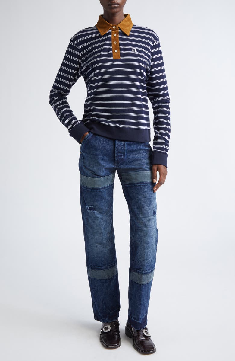 Wales Bonner Reflect Stripe Polo Sweater, Alternate, color, 