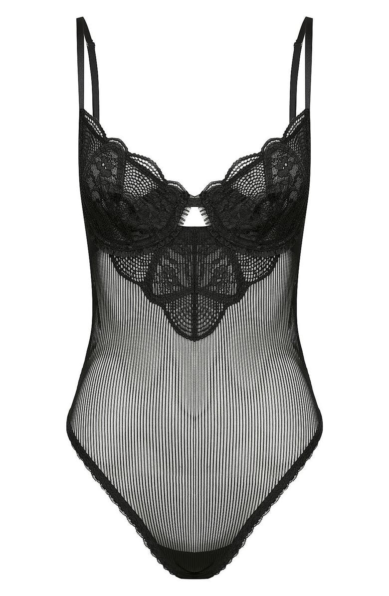 Kat The Label Zephyr Underwire Lace & Mesh Teddy, Alternate, color, 