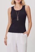 Menina Step Crewneck Ribbed Stretch Cotton Tank Top
