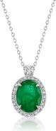 SOUZANA by Suzy Levian 14K Gold 2.33cttw Oval-Cut Emerald & 0.27cttw Diamonds Pendant Necklace