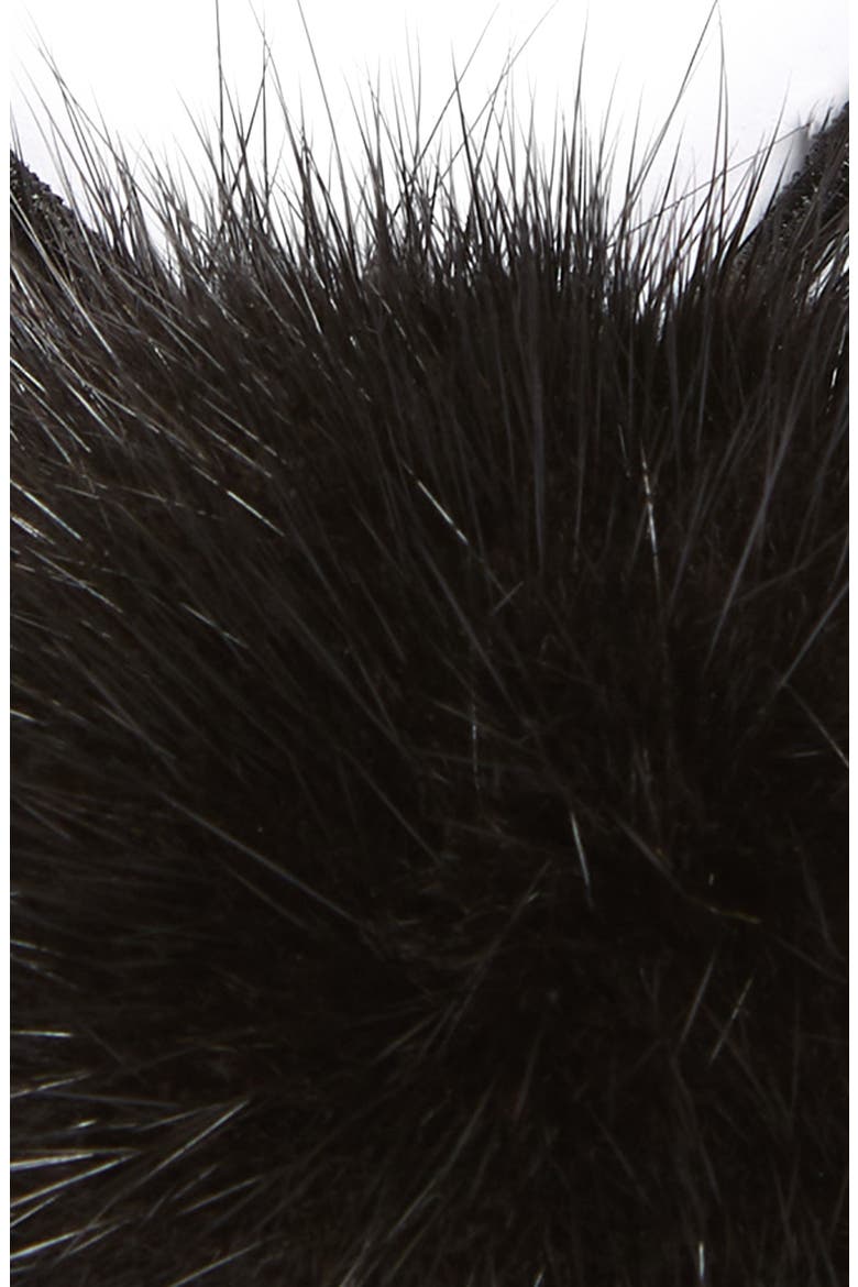 Genuine Mink Pompom Ponytail Holder, Alternate, color, BLACK