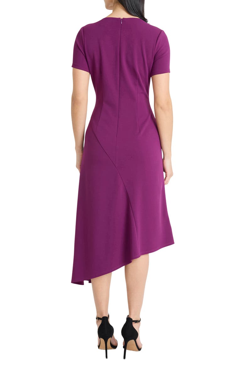 Short Sleeve Asymmetric Midi Dress, Alternate, color, DARK PURPLE
