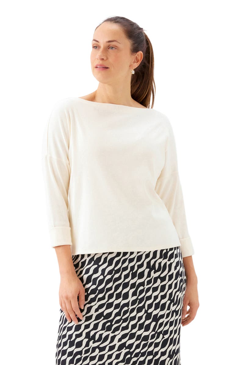 Karen Kane Ribbed Boatneck Top, Alternate, color, Cream