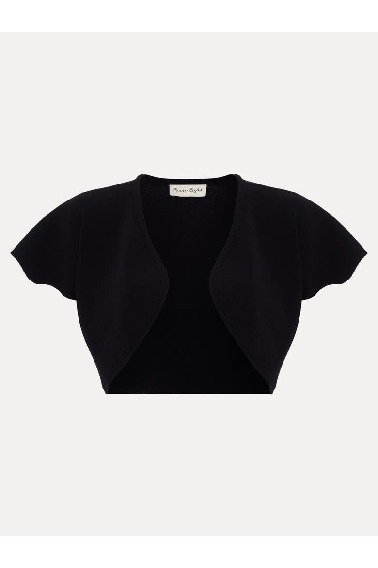 Myra Cropped Fluted Sleeve Cardigan, Alternate, color, Black