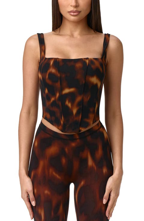 Bare Body Tortoiseshell Print Corset Top