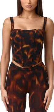 Naked Wardrobe Bare Body Tortoiseshell Print Corset Top
