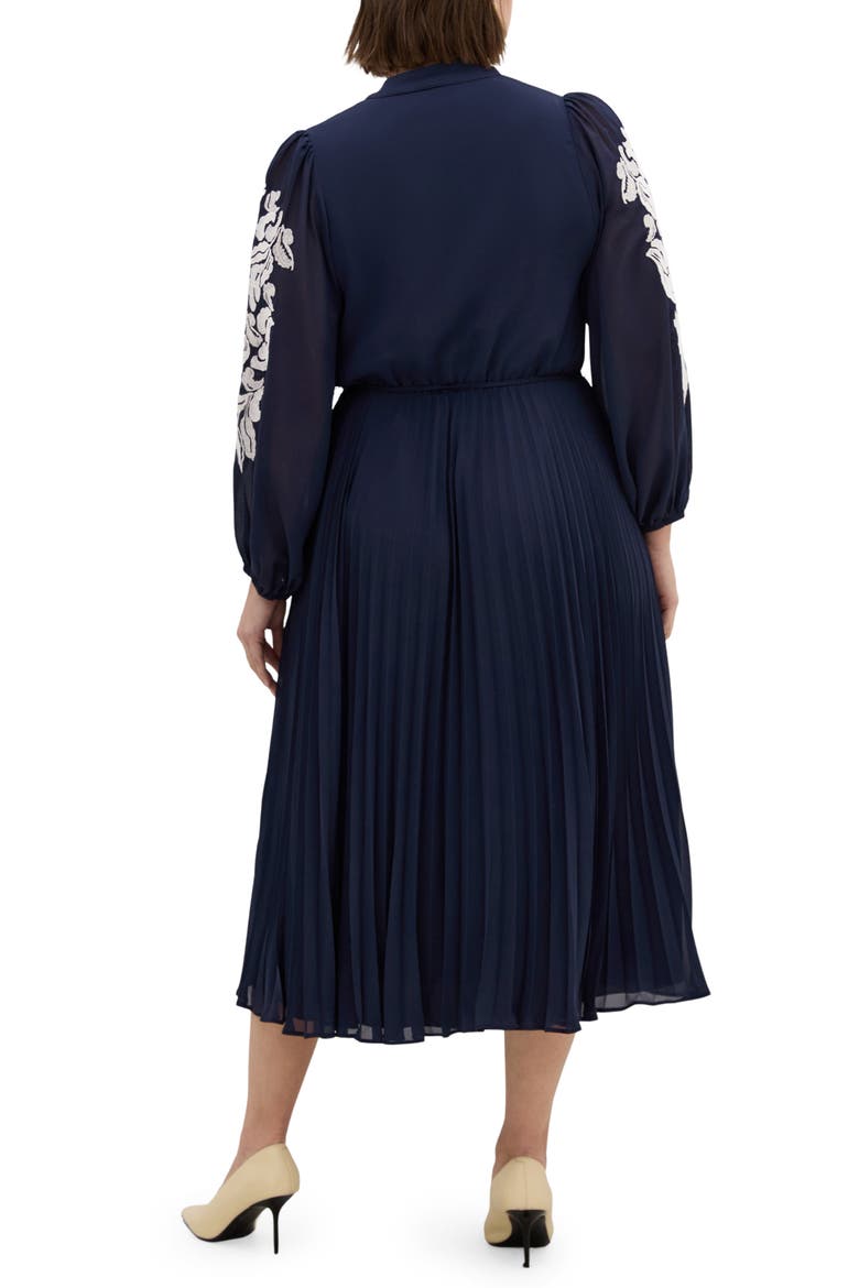 Adorn Pleated Long Sleeve Maxi Dress, Alternate, color, NAVY