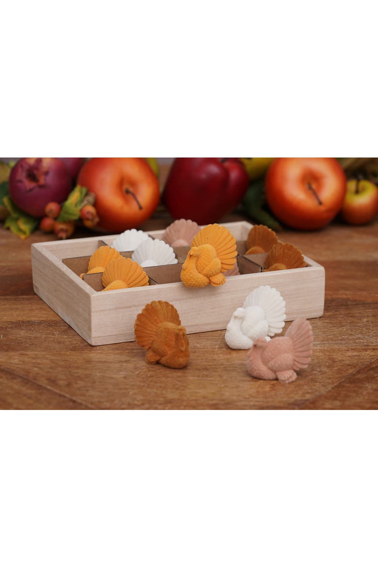 Flocked Turkey In Box Figurines Assortment of 12, Alternate, color, Yellow