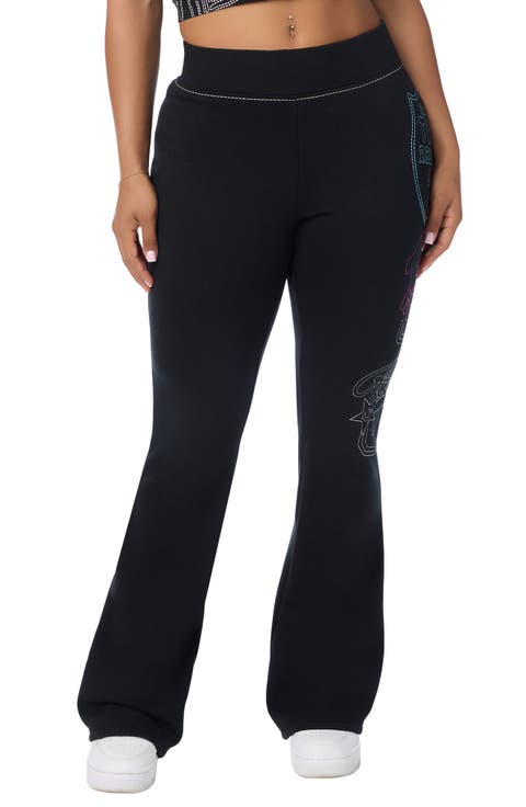 Big T Logo Embroidered Mid Rise Bootcut Pants