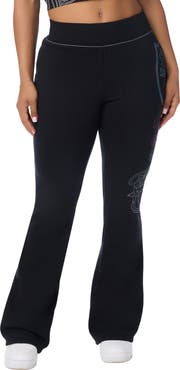 True Religion Big T Logo Embroidered Mid Rise Bootcut Pants